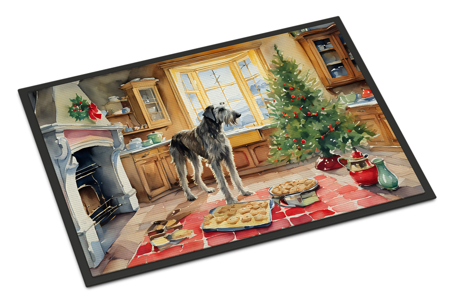 Irish Wolfhound Christmas Cookies Doormat Indoor Outdoor 18H X 27W Front Door Mat Rugs for Entryway, Non Slip Washable