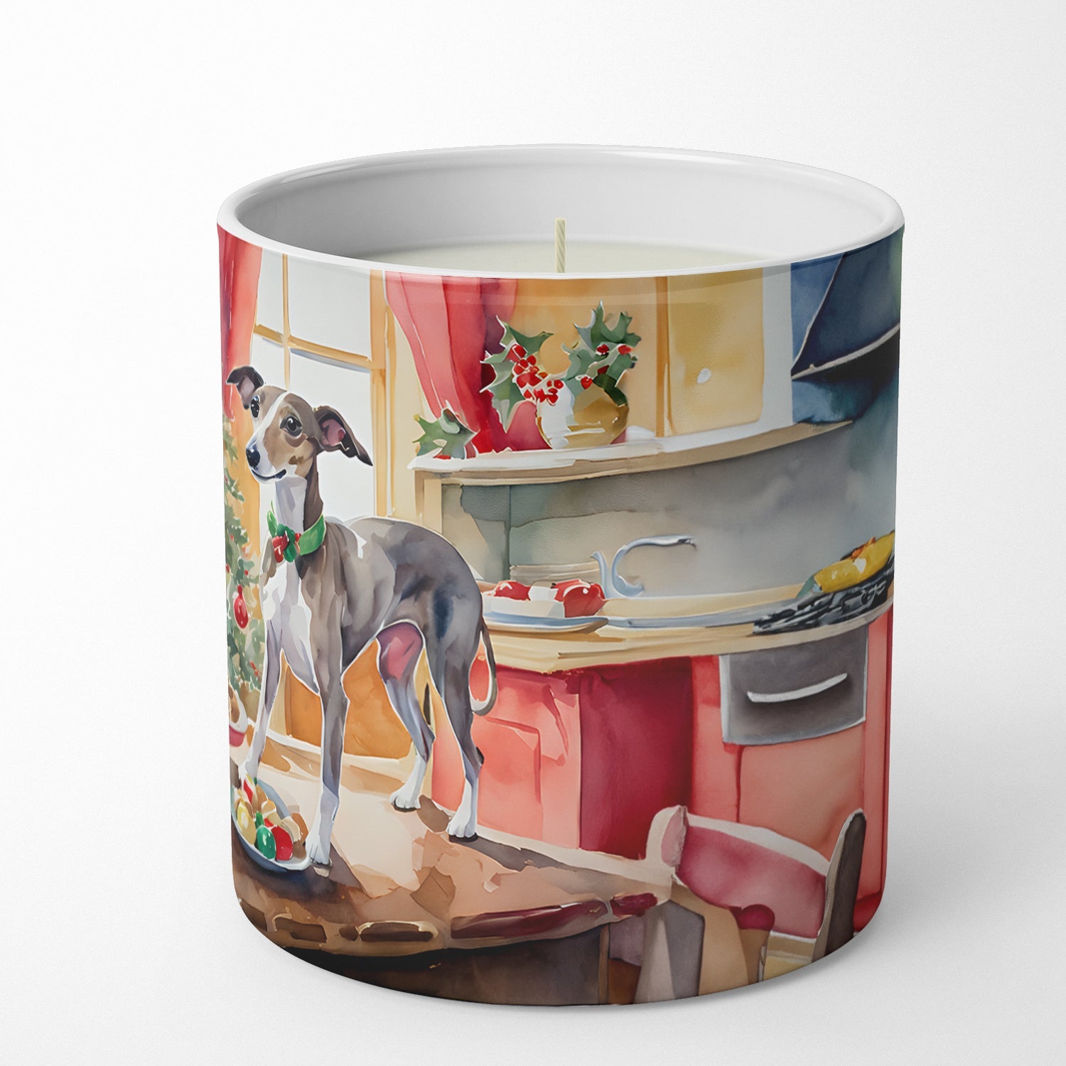 Italian Greyhound Christmas Cookies Decorative Soy Candle Nature Soy Wax Essential Oil Home Decor Ideal for Bedroom Kitchen Bath Office Gift, 10 oz