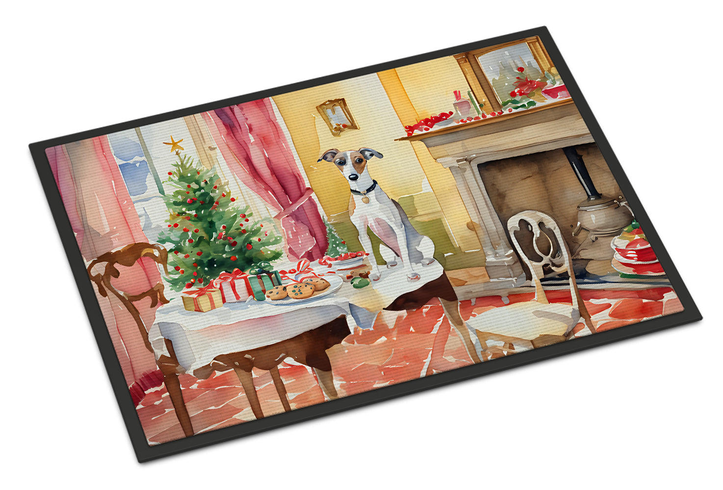 Italian Greyhound Christmas Cookies Doormat Indoor Outdoor 24H X 36W Front Door Mat Rugs for Entryway, Non Slip Washable Low Pile,