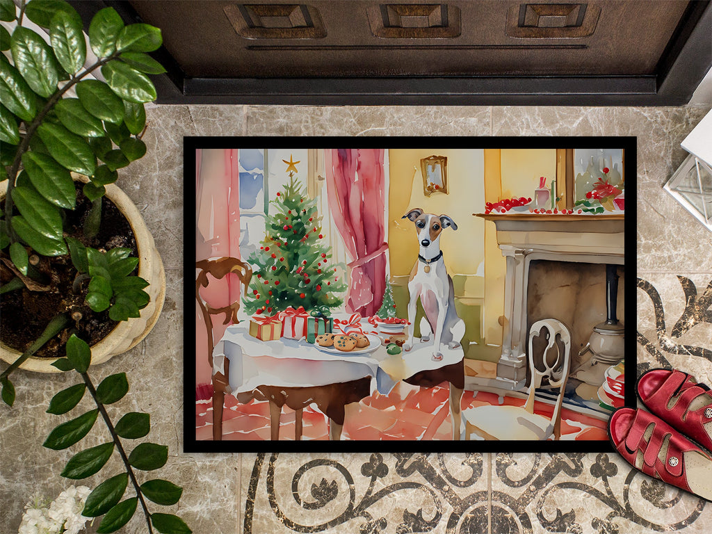 Italian Greyhound Christmas Cookies Doormat Indoor Outdoor 18H X 27W Front Door Mat Rugs for Entryway, Non Slip Washable