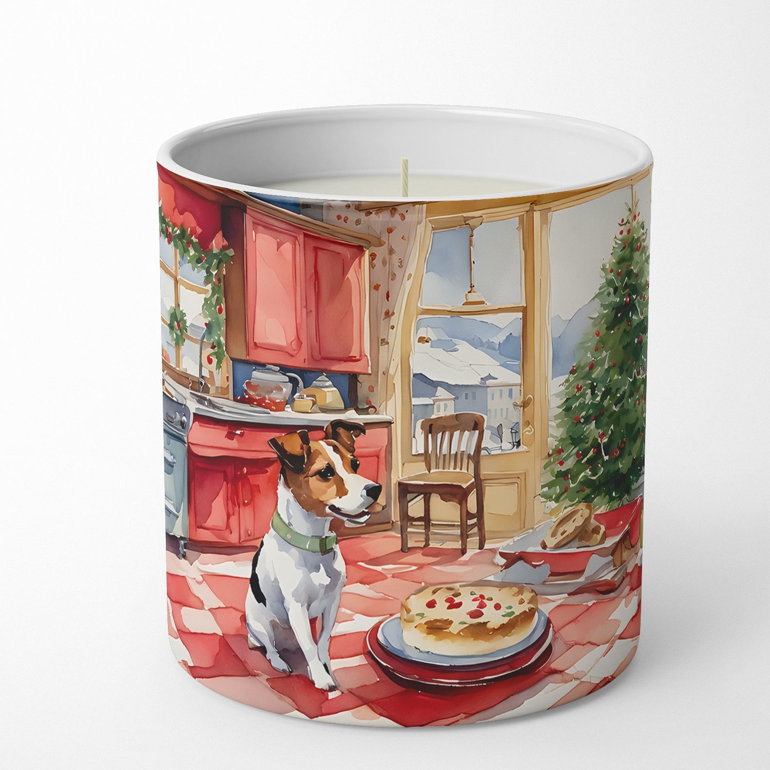 Jack Russell Terrier Christmas Cookies Decorative Soy Candle Nature Soy Wax Essential Oil Home Decor Ideal for Bedroom Kitchen Bath Office Gift, 10 oz