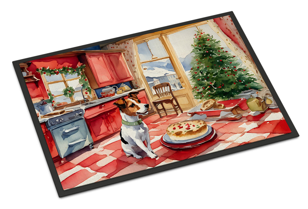 Jack Russell Terrier Christmas Cookies Doormat Indoor Outdoor 18H X 27W Front Door Mat Rugs for Entryway, Non Slip Washable