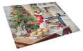 Jack Russell Terrier Christmas Cookies Cutting Board Tempered Glass Kitchen Cutting Surface, Heat Resistant Chopping, Non-Slip Feet, Food Prep & Serving