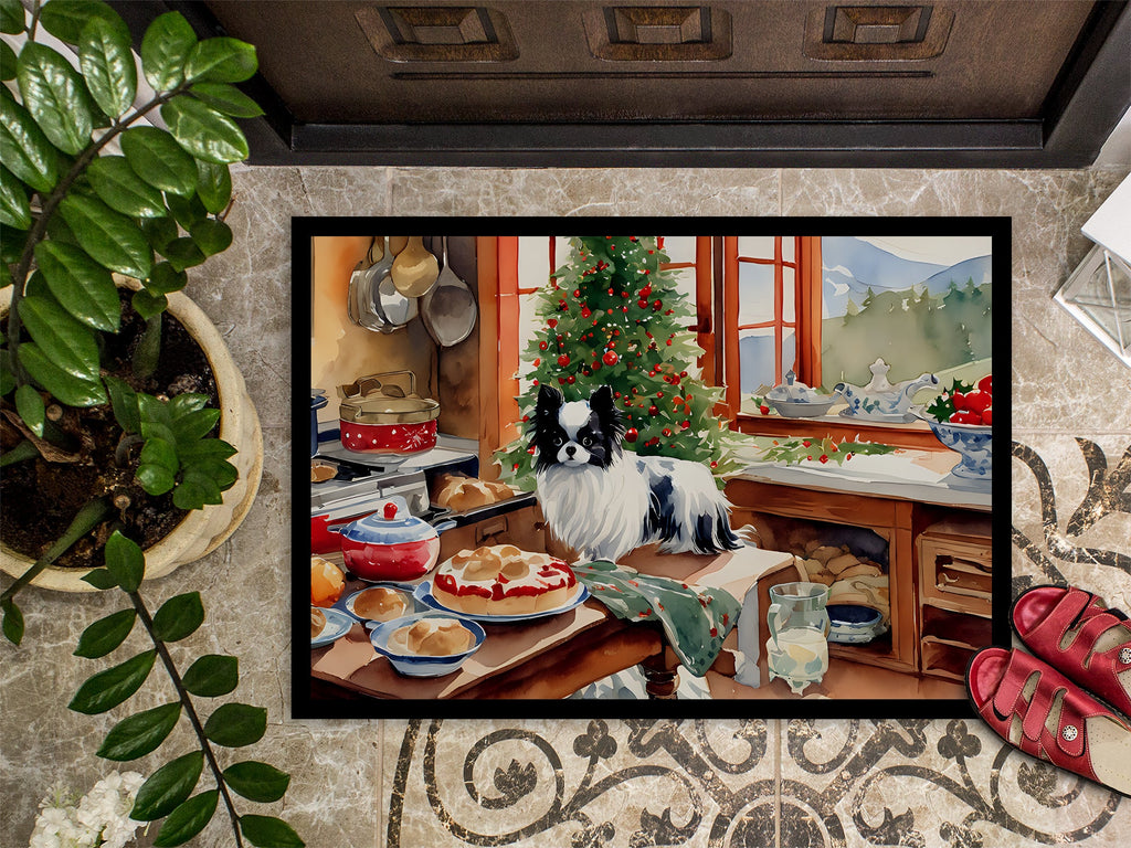 Japanese Chin Christmas Cookies Doormat Indoor Outdoor 18H X 27W Front Door Mat Rugs for Entryway, Non Slip Washable