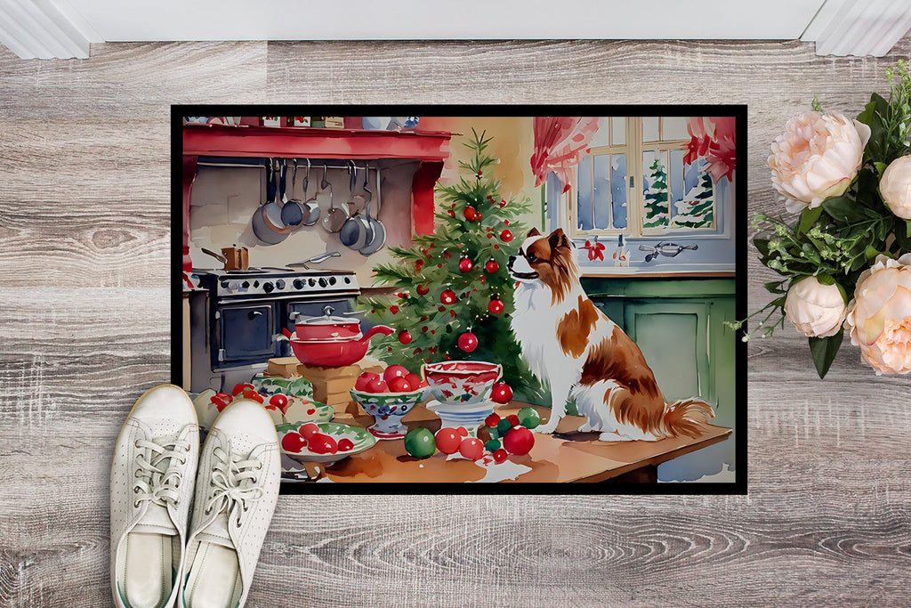 Japanese Chin Christmas Cookies Doormat Indoor Outdoor 18H X 27W Front Door Mat Rugs for Entryway, Non Slip Washable