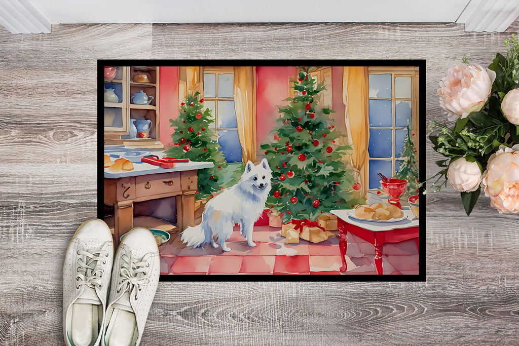 Japanese Spitz Christmas Cookies Doormat Indoor Outdoor 24H X 36W Front Door Mat Rugs for Entryway, Non Slip Washable Low Pile,