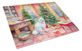 Japanese Spitz Christmas Cookies Cutting Board Tempered Glass Kitchen Cutting Surface, Heat Resistant Chopping, Non-Slip Feet, Food Prep & Serving