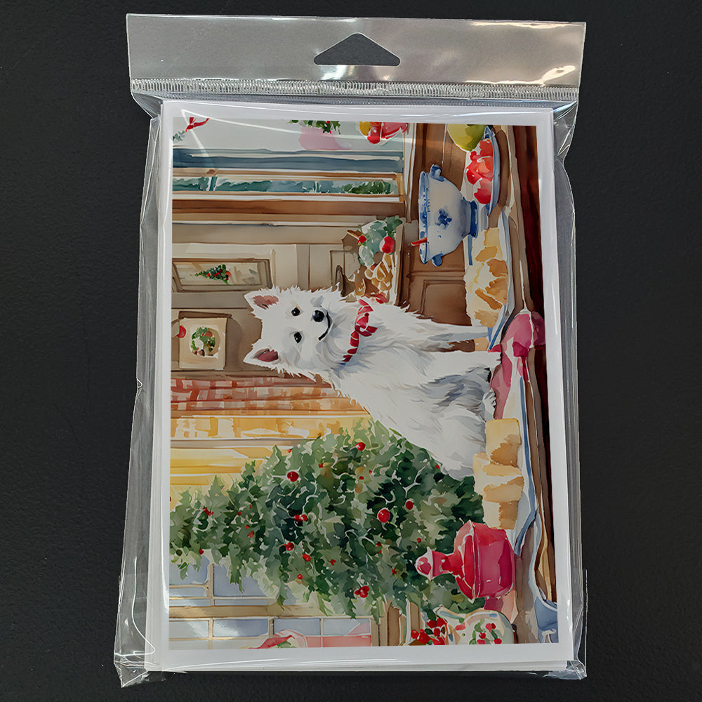 Japanese Spitz Christmas Cookies Greeting Cards Pack of 8 Blank Cards with Envelopes Whimsical A7 Size 5x7