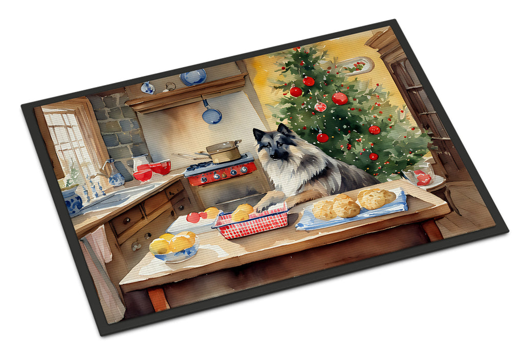 Keeshond Christmas Cookies Doormat Indoor Outdoor 24H X 36W Front Door Mat Rugs for Entryway, Non Slip Washable Low Pile,