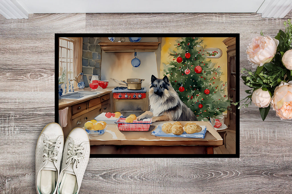 Keeshond Christmas Cookies Doormat Indoor Outdoor 24H X 36W Front Door Mat Rugs for Entryway, Non Slip Washable Low Pile,
