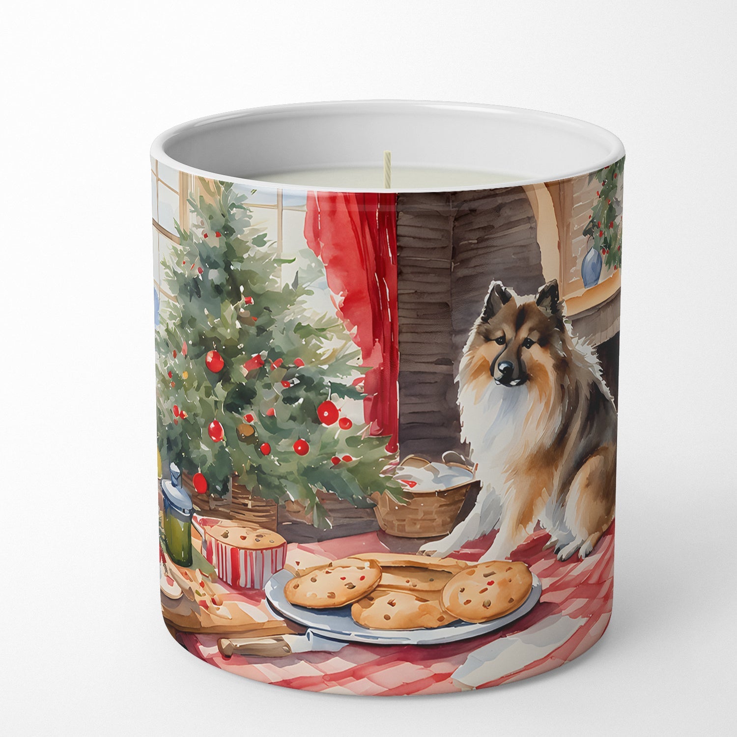 Keeshond Christmas Cookies Decorative Soy Candle Nature Soy Wax Essential Oil Home Decor Ideal for Bedroom Kitchen Bath Office Gift, 10 oz