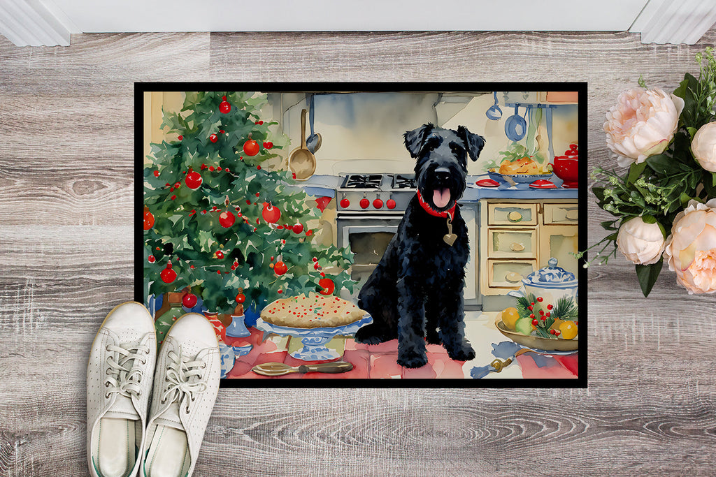 Kerry Blue Terrier Christmas Cookies Doormat Indoor Outdoor 18H X 27W Front Door Mat Rugs for Entryway, Non Slip Washable