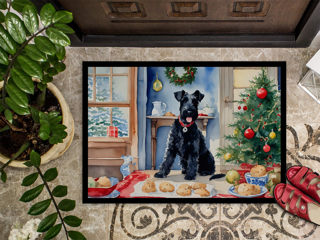 Kerry Blue Terrier Christmas Cookies Doormat Indoor Outdoor 18H X 27W Front Door Mat Rugs for Entryway, Non Slip Washable
