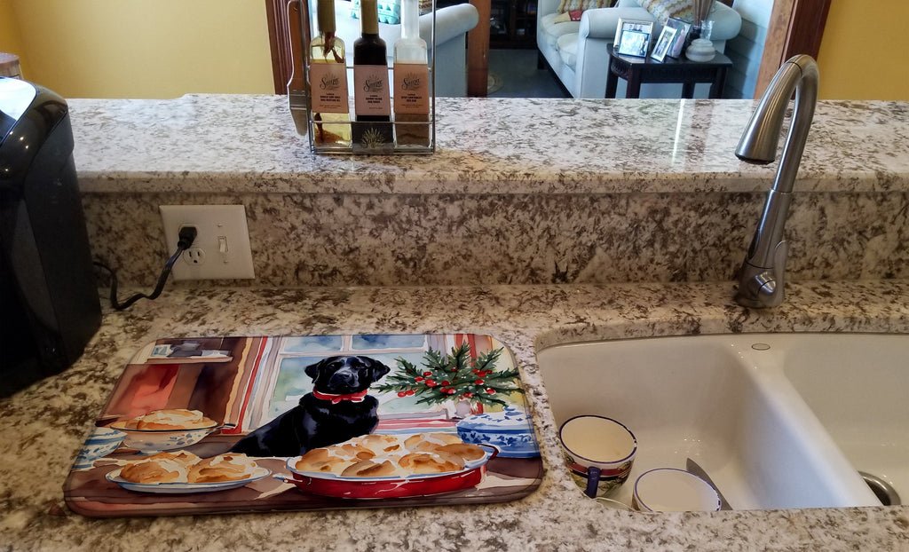 Labrador Retriever Christmas Cookies Dish Drying Mat Absorbent Dish Drying Mat Pad for Kitchen Counter Dish Drainer Mat for Countertop, 14 x 21", Multicolor