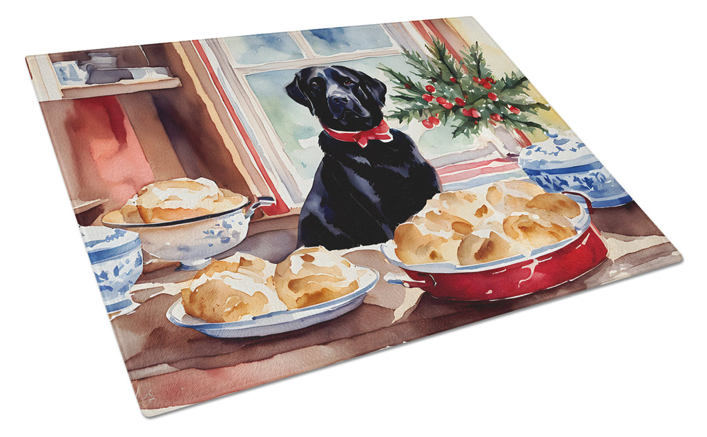 Labrador Retriever Christmas Cookies Cutting Board Tempered Glass Kitchen Cutting Surface, Heat Resistant Chopping, Non-Slip Feet, Food Prep & Serving