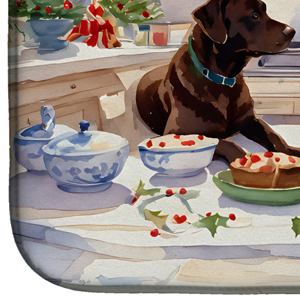 Labrador Retriever Christmas Cookies Dish Drying Mat Absorbent Dish Drying Mat Pad for Kitchen Counter Dish Drainer Mat for Countertop, 14 x 21", Multicolor