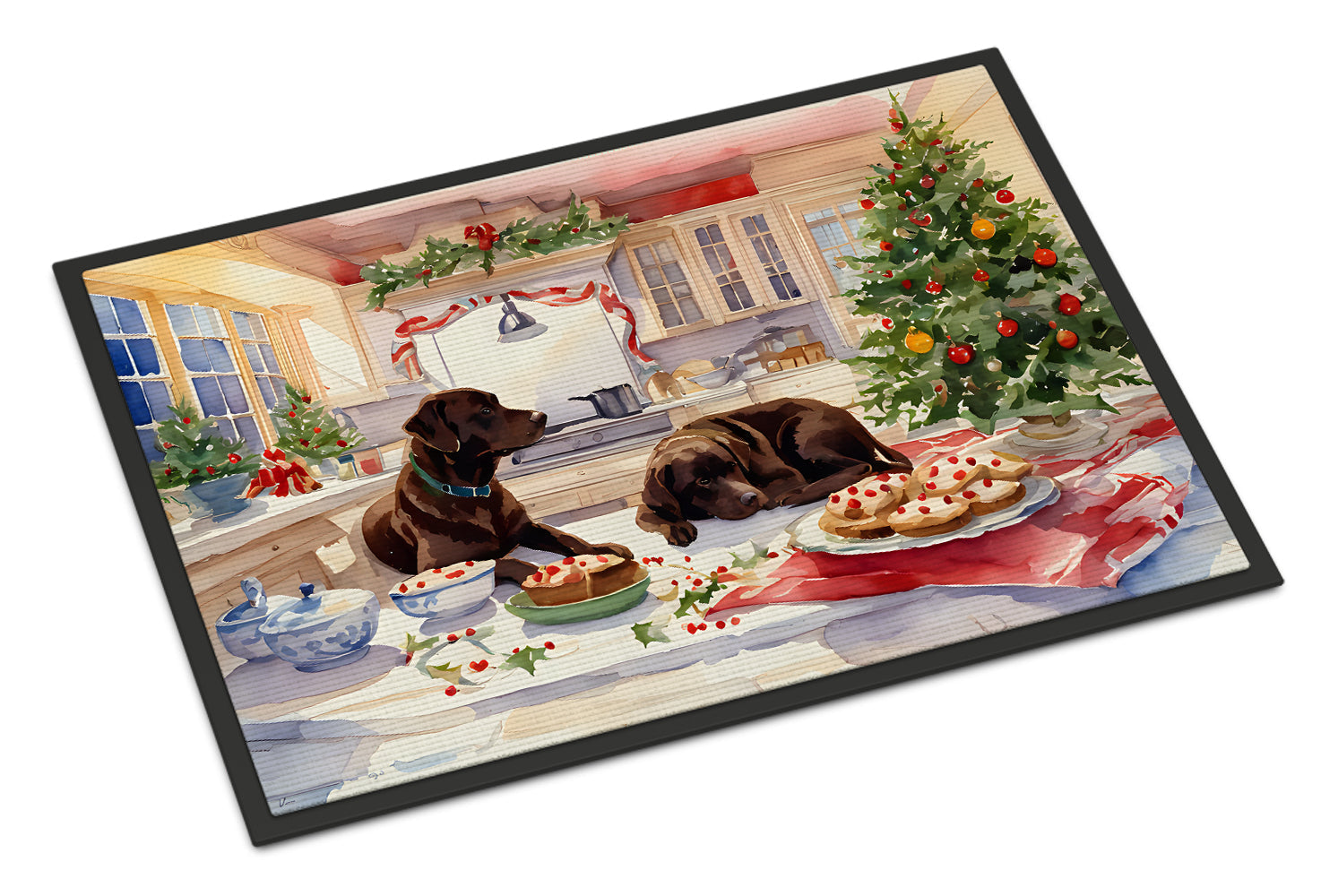 Labrador Retriever Christmas Cookies Doormat Indoor Outdoor 24H X 36W Front Door Mat Rugs for Entryway, Non Slip Washable Low Pile,