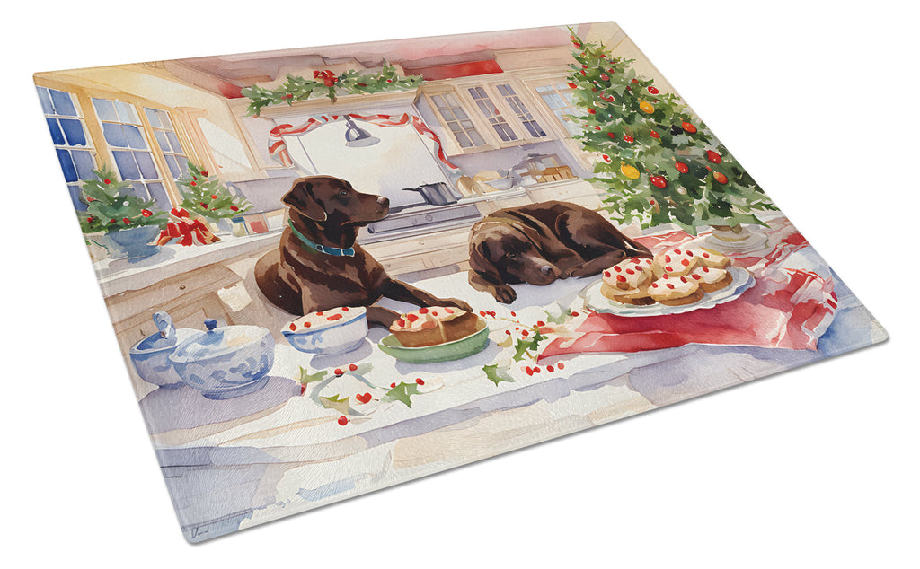 Labrador Retriever Christmas Cookies Cutting Board Tempered Glass Kitchen Cutting Surface, Heat Resistant Chopping, Non-Slip Feet, Food Prep & Serving