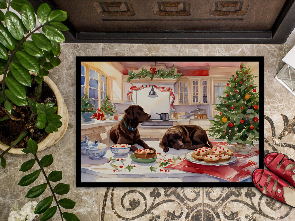 Labrador Retriever Christmas Cookies Doormat Indoor Outdoor 18H X 27W Front Door Mat Rugs for Entryway, Non Slip Washable