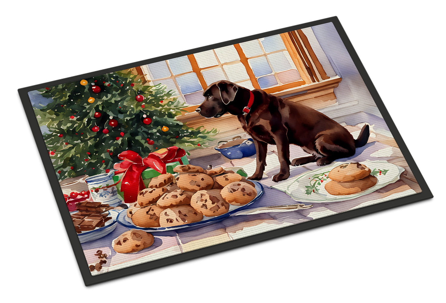 Labrador Retriever Christmas Cookies Doormat Indoor Outdoor 18H X 27W Front Door Mat Rugs for Entryway, Non Slip Washable