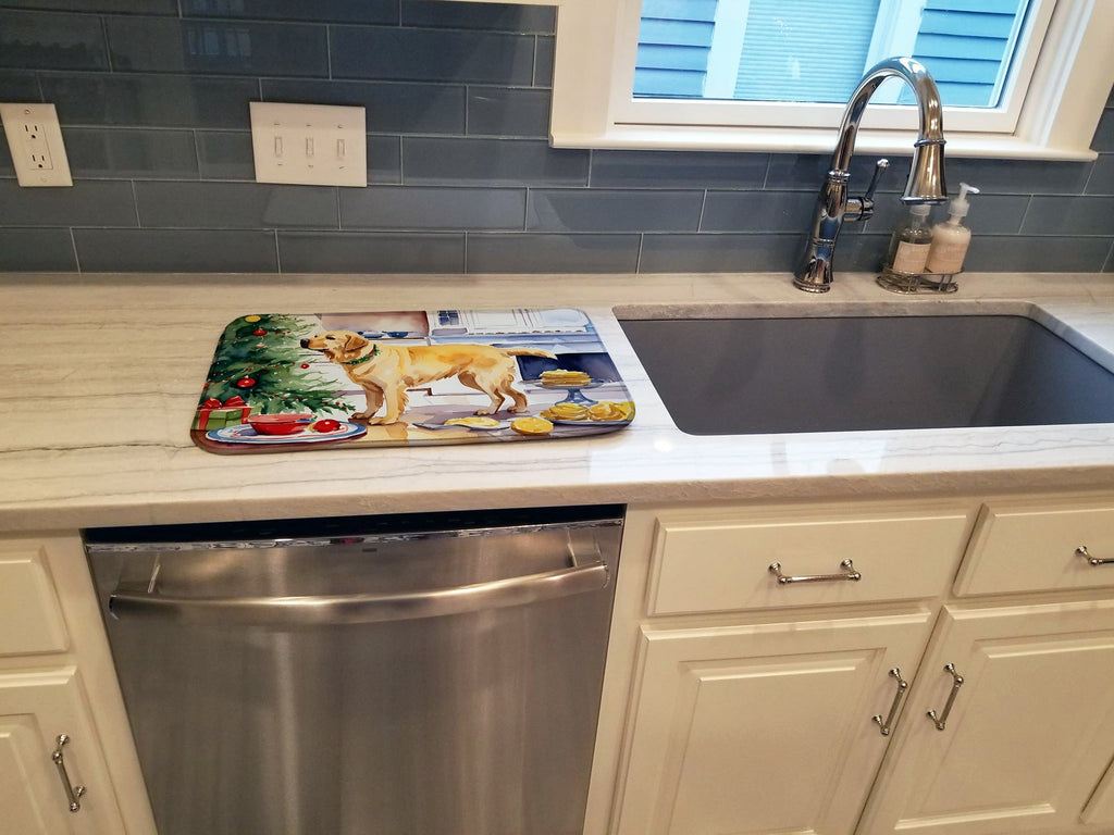 Labrador Retriever Christmas Cookies Dish Drying Mat Absorbent Dish Drying Mat Pad for Kitchen Counter Dish Drainer Mat for Countertop, 14 x 21", Multicolor