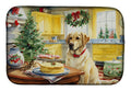 Labrador Retriever Christmas Cookies Dish Drying Mat Absorbent Dish Drying Mat Pad for Kitchen Counter Dish Drainer Mat for Countertop, 14 x 21", Multicolor
