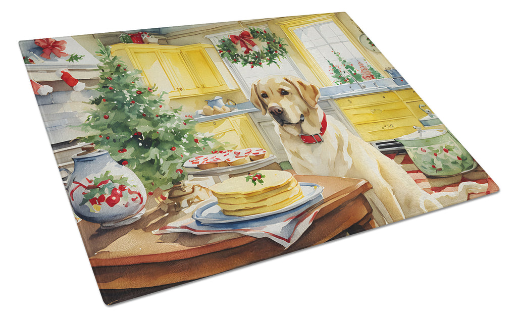 Labrador Retriever Christmas Cookies Cutting Board Tempered Glass Kitchen Cutting Surface, Heat Resistant Chopping, Non-Slip Feet, Food Prep & Serving