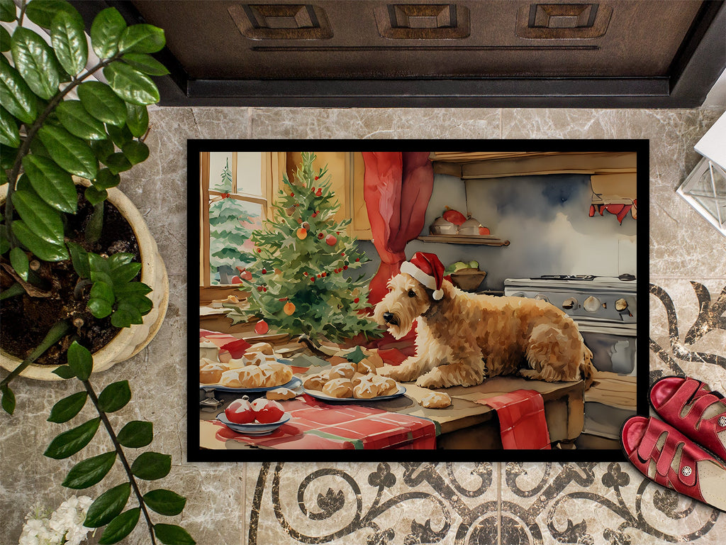 Lakeland Terrier Christmas Cookies Doormat Indoor Outdoor 18H X 27W Front Door Mat Rugs for Entryway, Non Slip Washable