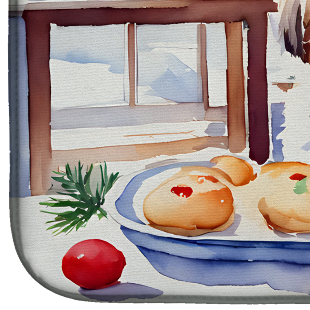 Lhasa Apso Christmas Cookies Dish Drying Mat Absorbent Dish Drying Mat Pad for Kitchen Counter Dish Drainer Mat for Countertop, 14 x 21", Multicolor