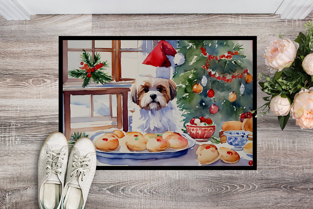 Lhasa Apso Christmas Cookies Doormat Indoor Outdoor 24H X 36W Front Door Mat Rugs for Entryway, Non Slip Washable Low Pile,