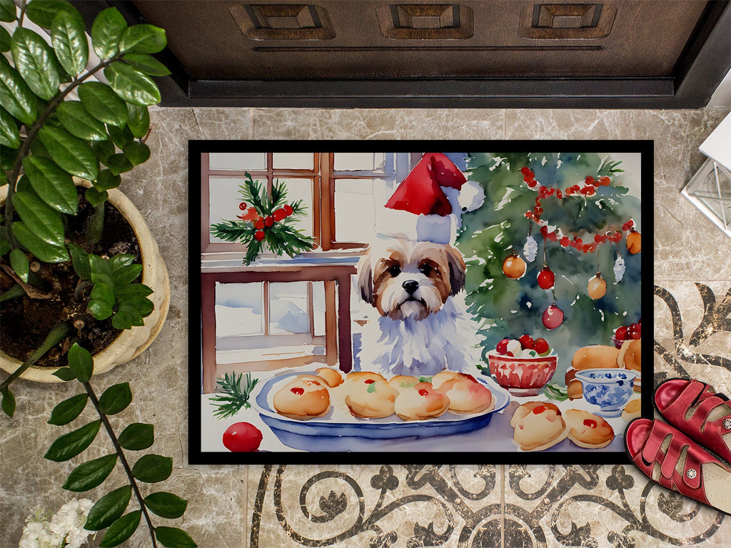 Lhasa Apso Christmas Cookies Doormat Indoor Outdoor 24H X 36W Front Door Mat Rugs for Entryway, Non Slip Washable Low Pile,