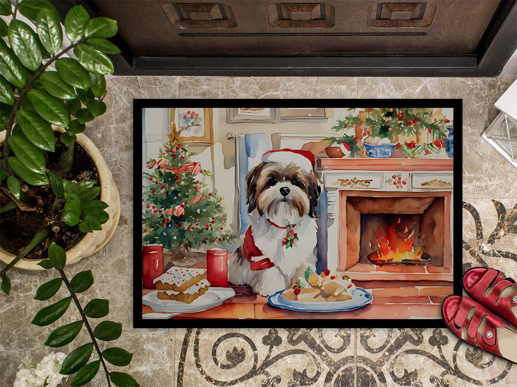 Lhasa Apso Christmas Cookies Doormat Indoor Outdoor 24H X 36W Front Door Mat Rugs for Entryway, Non Slip Washable Low Pile,