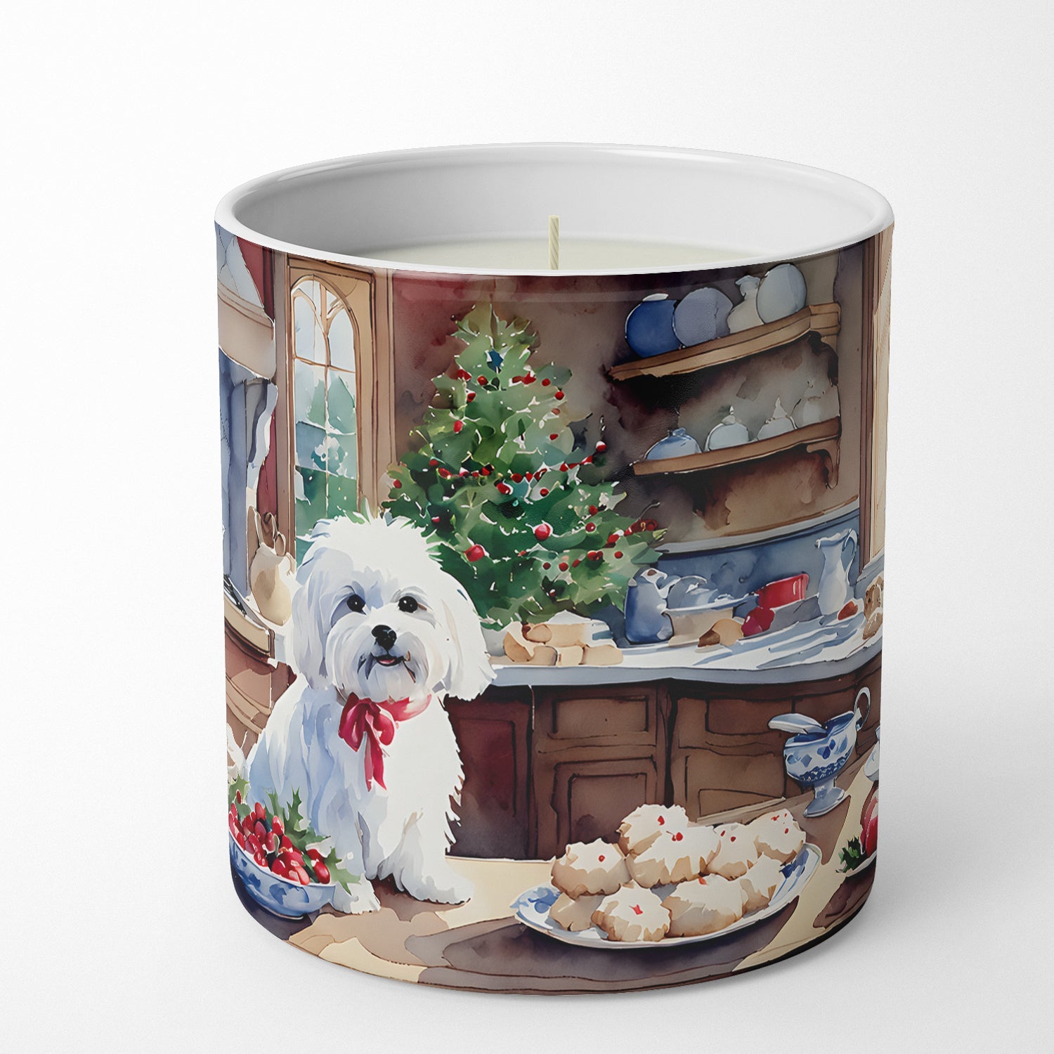 Maltese Christmas Cookies Decorative Soy Candle Nature Soy Wax Essential Oil Home Decor Ideal for Bedroom Kitchen Bath Office Gift, 10 oz