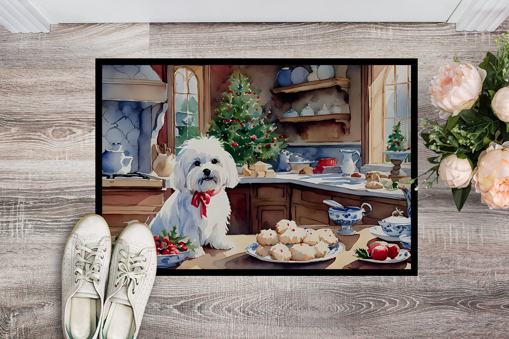 Maltese Christmas Cookies Doormat Indoor Outdoor 24H X 36W Front Door Mat Rugs for Entryway, Non Slip Washable Low Pile,