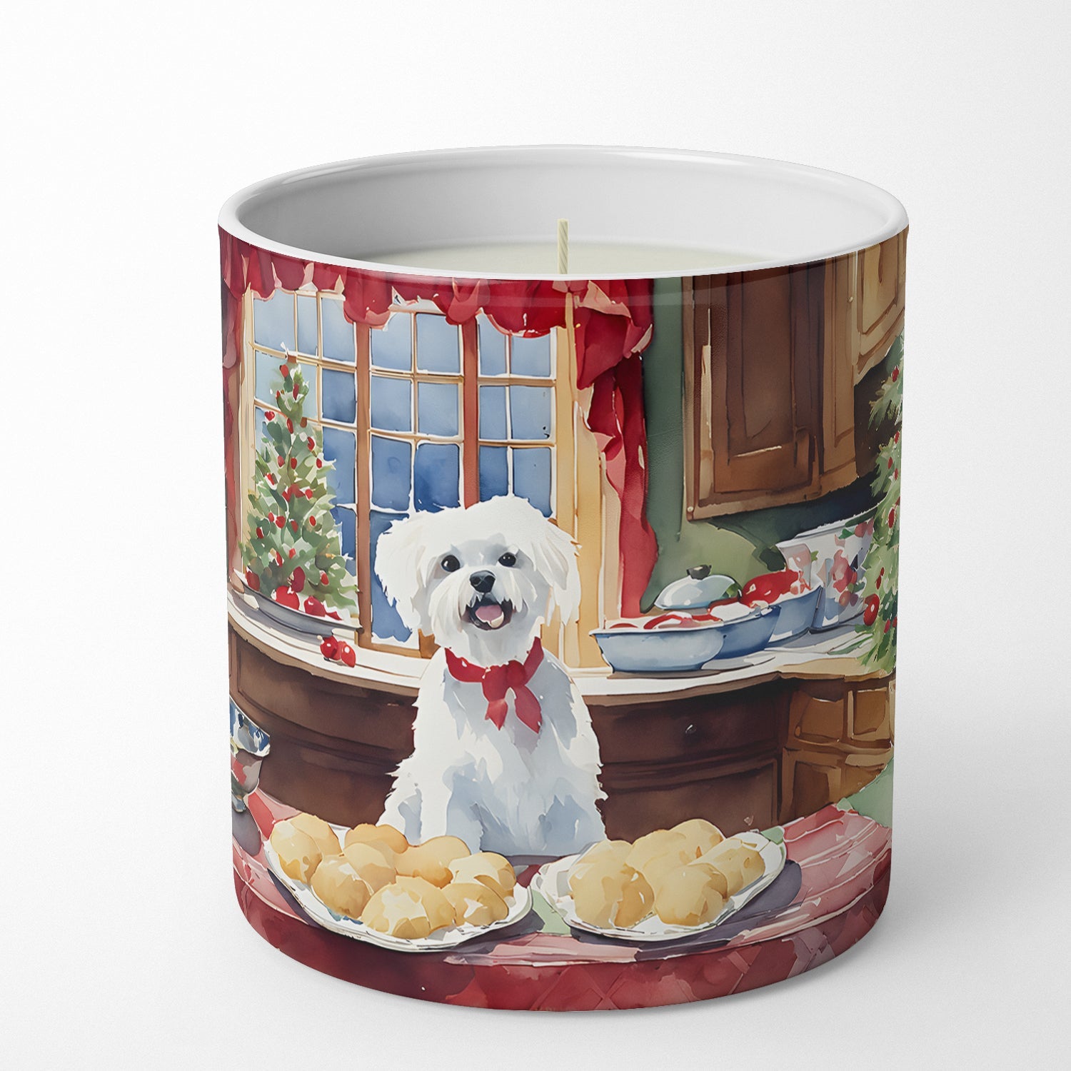 Maltese Christmas Cookies Decorative Soy Candle Nature Soy Wax Essential Oil Home Decor Ideal for Bedroom Kitchen Bath Office Gift, 10 oz