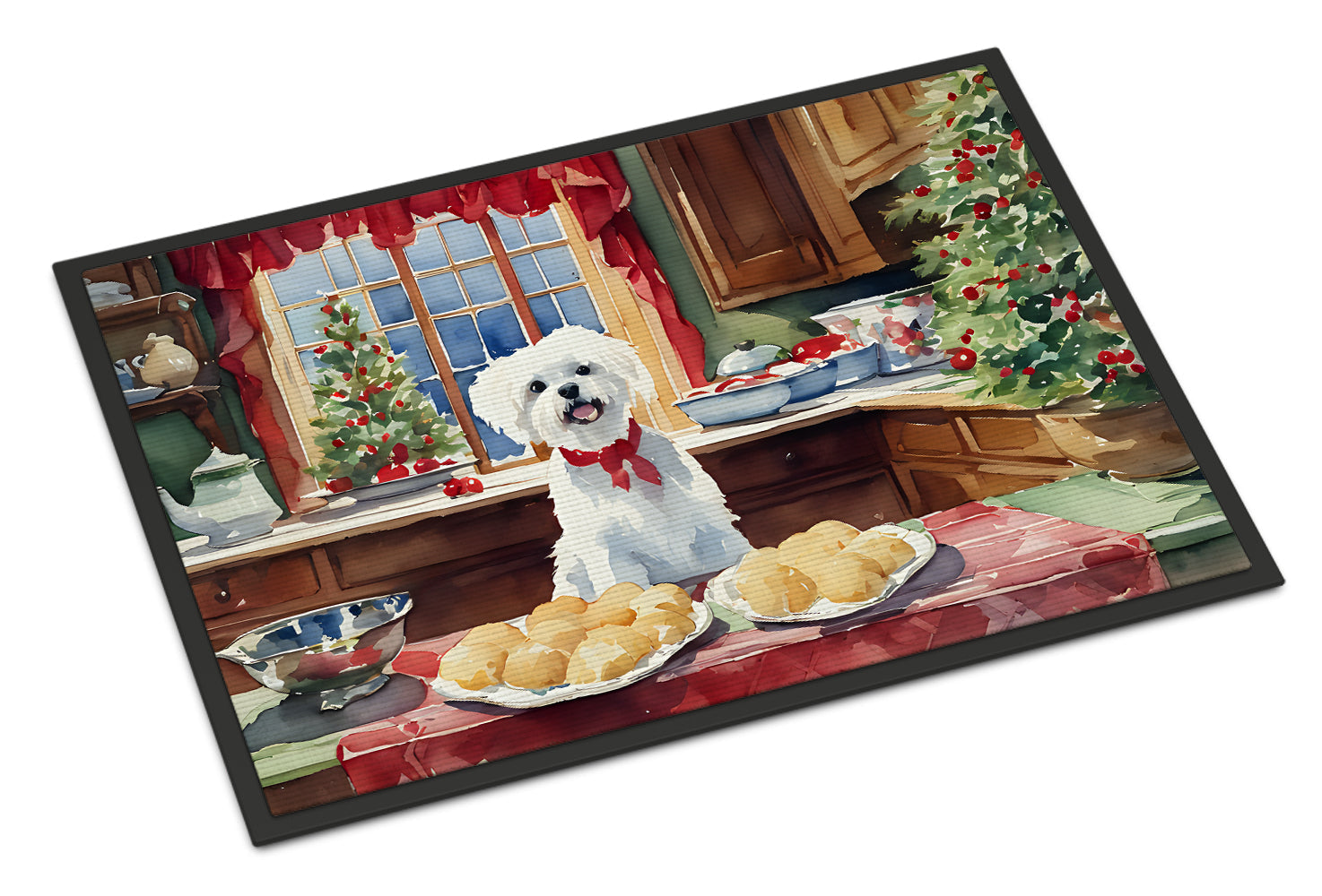 Maltese Christmas Cookies Doormat Indoor Outdoor 24H X 36W Front Door Mat Rugs for Entryway, Non Slip Washable Low Pile,