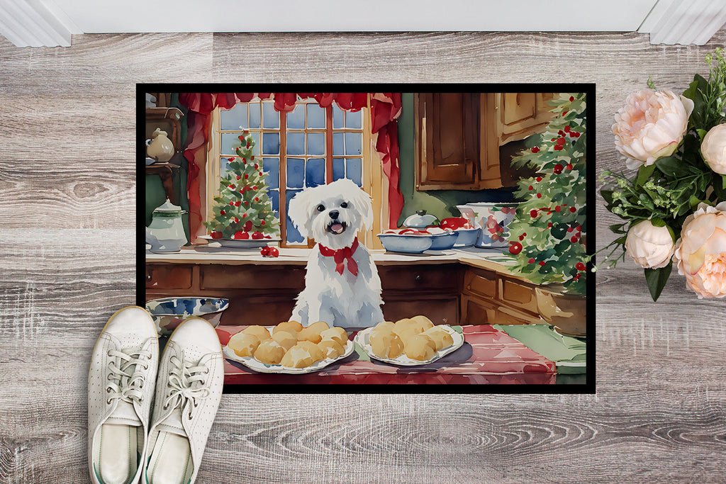 Maltese Christmas Cookies Doormat Indoor Outdoor 24H X 36W Front Door Mat Rugs for Entryway, Non Slip Washable Low Pile,