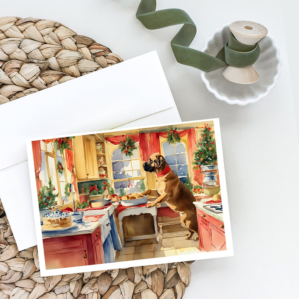 Mastiff Christmas Cookies Greeting Cards Pack of 8 Blank Cards with Envelopes Whimsical A7 Size 5x7