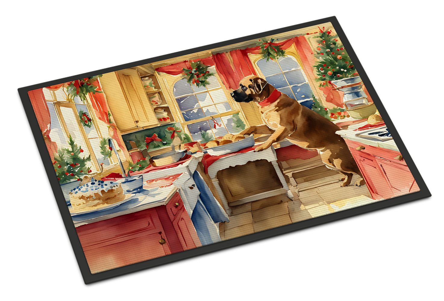 Mastiff Christmas Cookies Doormat Indoor Outdoor 18H X 27W Front Door Mat Rugs for Entryway, Non Slip Washable