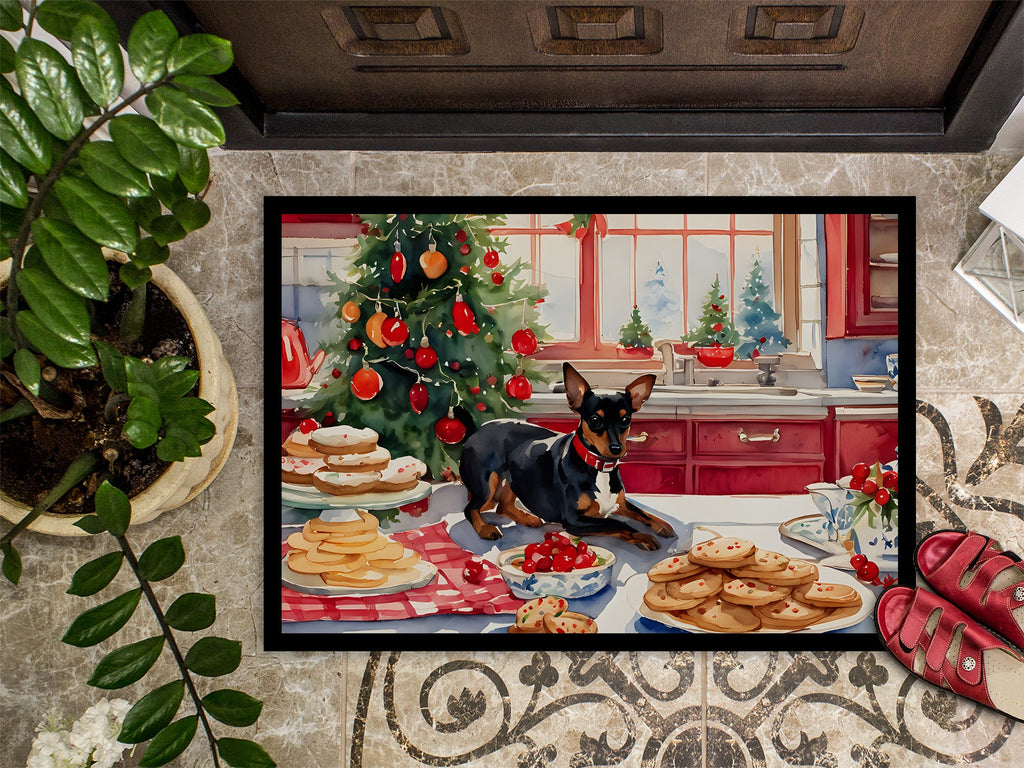 Miniature Pinscher Christmas Cookies Doormat Indoor Outdoor 24H X 36W Front Door Mat Rugs for Entryway, Non Slip Washable Low Pile,