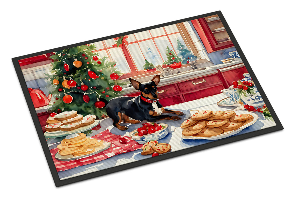 Miniature Pinscher Christmas Cookies Doormat Indoor Outdoor 18H X 27W Front Door Mat Rugs for Entryway, Non Slip Washable