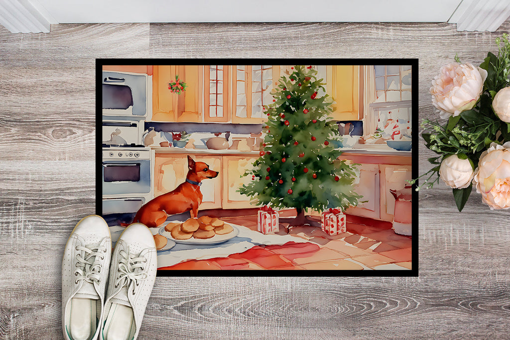 Miniature Pinscher Christmas Cookies Doormat Indoor Outdoor 24H X 36W Front Door Mat Rugs for Entryway, Non Slip Washable Low Pile,