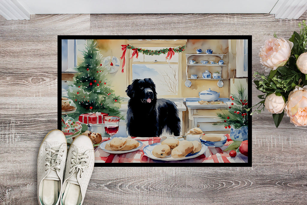 Newfoundland Christmas Cookies Doormat Indoor Outdoor 18H X 27W Front Door Mat Rugs for Entryway, Non Slip Washable