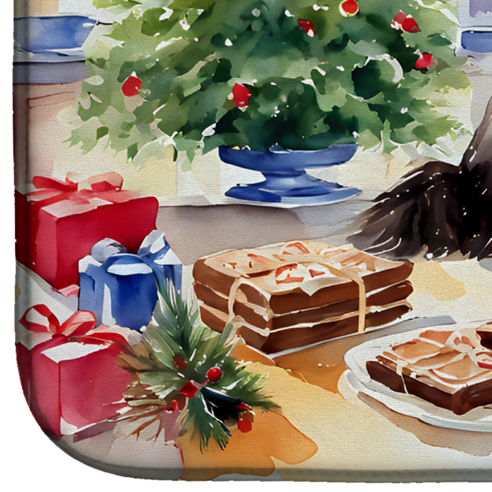 Newfoundland Christmas Cookies Dish Drying Mat Absorbent Dish Drying Mat Pad for Kitchen Counter Dish Drainer Mat for Countertop, 14 x 21", Multicolor