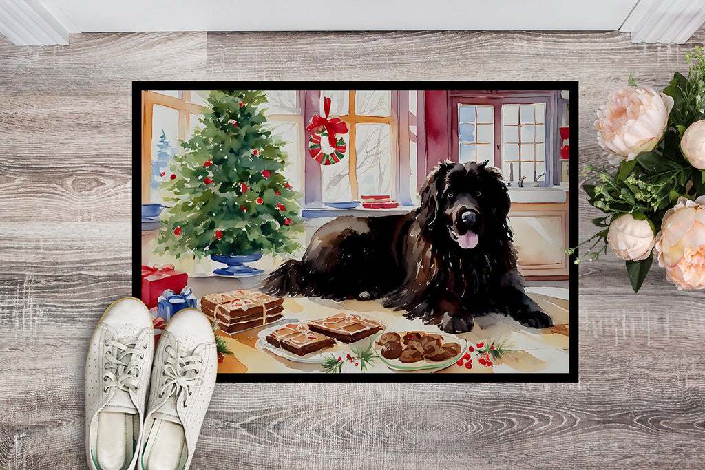 Newfoundland Christmas Cookies Doormat Indoor Outdoor 24H X 36W Front Door Mat Rugs for Entryway, Non Slip Washable Low Pile,