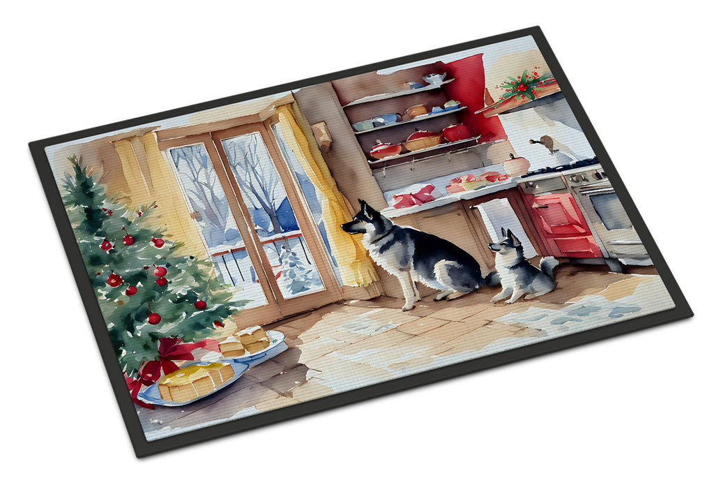 Norwegian Elkhound Christmas Cookies Doormat Indoor Outdoor 18H X 27W Front Door Mat Rugs for Entryway, Non Slip Washable