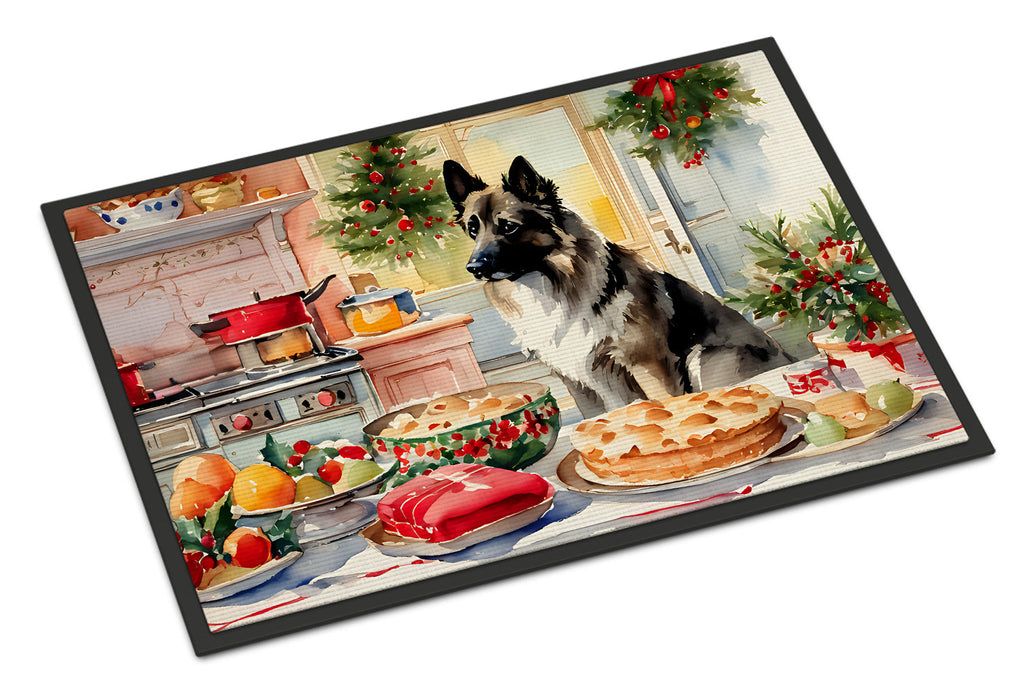 Norwegian Elkhound Christmas Cookies Doormat Indoor Outdoor 18H X 27W Front Door Mat Rugs for Entryway, Non Slip Washable