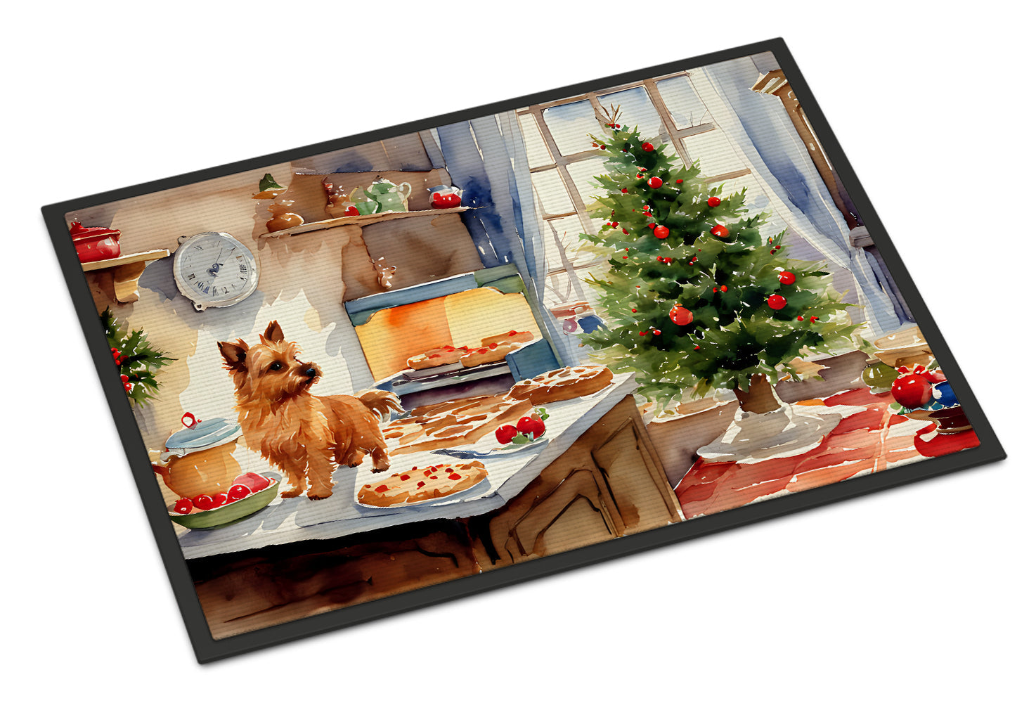 Norwich Terrier Christmas Cookies Doormat Indoor Outdoor 18H X 27W Front Door Mat Rugs for Entryway, Non Slip Washable