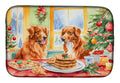 Nova Scotia Duck Toller Christmas Cookies Dish Drying Mat Absorbent Dish Drying Mat Pad for Kitchen Counter Dish Drainer Mat for Countertop, 14 x 21", Multicolor