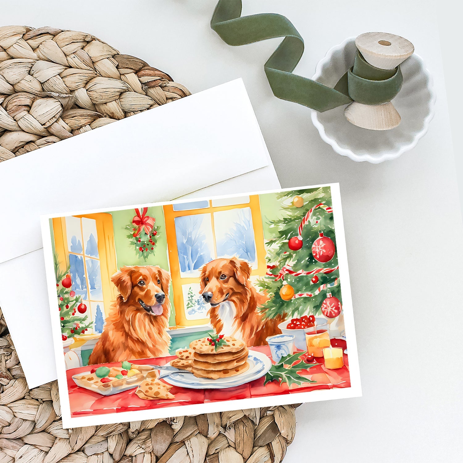 Nova Scotia Duck Toller Christmas Cookies Greeting Cards Pack of 8 Blank Cards with Envelopes Whimsical A7 Size 5x7